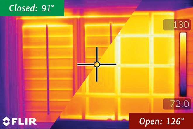 Test Showing How Polywood Shutters Block Up To 30 Degrees Of Temperature